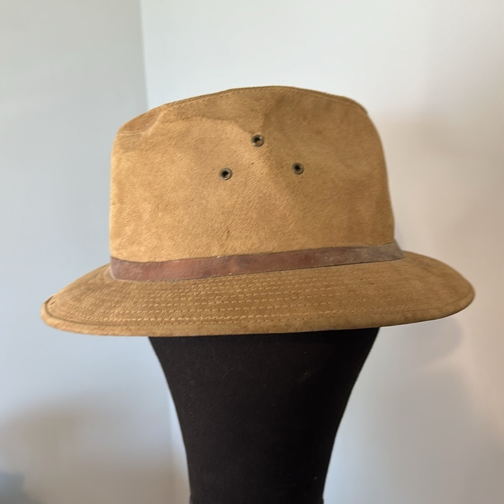 Trav’ler Country Outfitters Genuine Suede Large Camel Leather Tan Men’s Hat - Picture 4 of 8